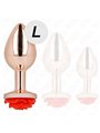 Kink - Plug Anale in Metallo Oro Metallizzato con Rosa Rossa Taglia L