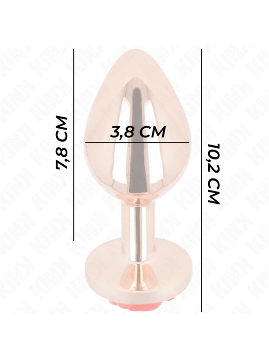 Kink - Plug Anale in Metallo Oro Metallizzato con Rosa Rossa Taglia L
