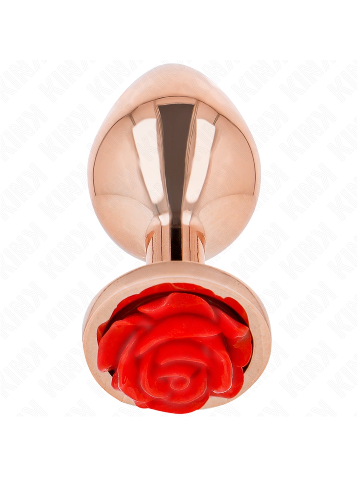 Kink - Plug Anale in Metallo Oro Metallizzato con Rosa Rossa Taglia M