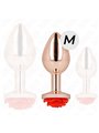 Kink - Plug Anale in Metallo Oro Metallizzato con Rosa Rossa Taglia M