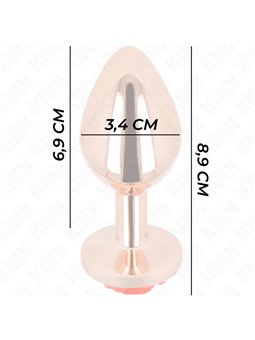 Kink - Plug Anale in Metallo Oro Metallizzato con Rosa Rossa Taglia M