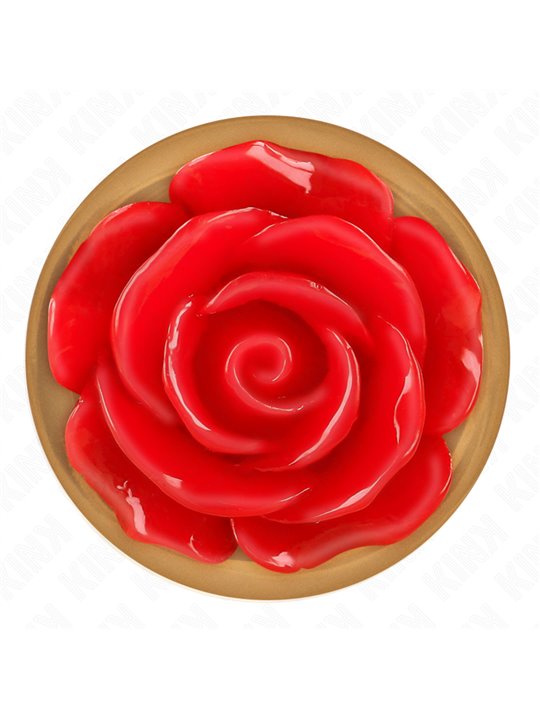 Kink - Plug Anale in Metallo Oro Metallizzato con Rosa Rossa Taglia M