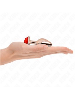 Kink - Plug Anale in Metallo Oro Metallizzato con Rosa Rossa Taglia S