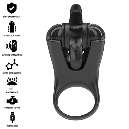 Intense Mabel - Anello Fallico Nero Vibrante con Stimolatore Clitoride