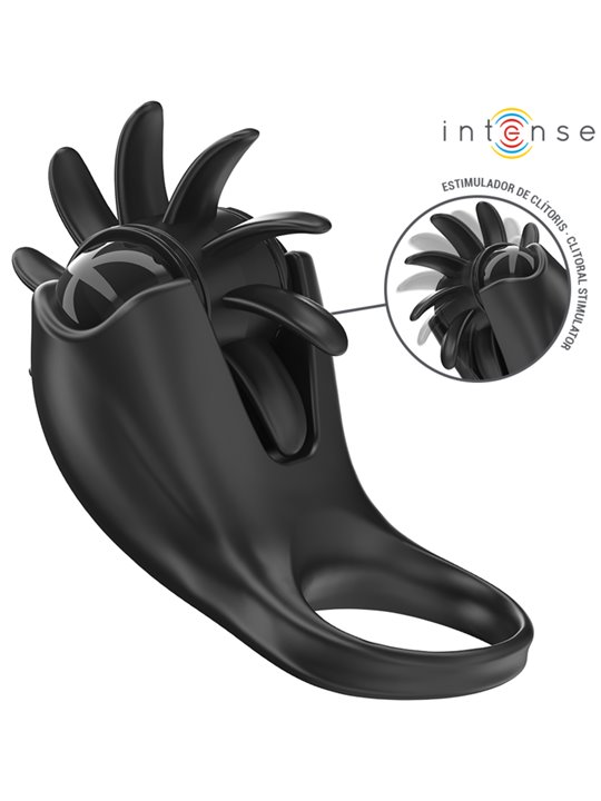 Intense Mabel - Anello Fallico Nero Vibrante con Stimolatore Clitoride