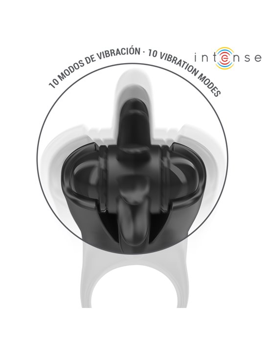 Intense Mabel - Anello Fallico Nero Vibrante con Stimolatore Clitoride