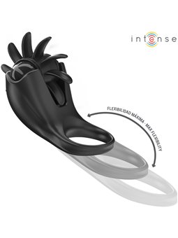 Intense Mabel - Anello Fallico Nero Vibrante con Stimolatore Clitoride