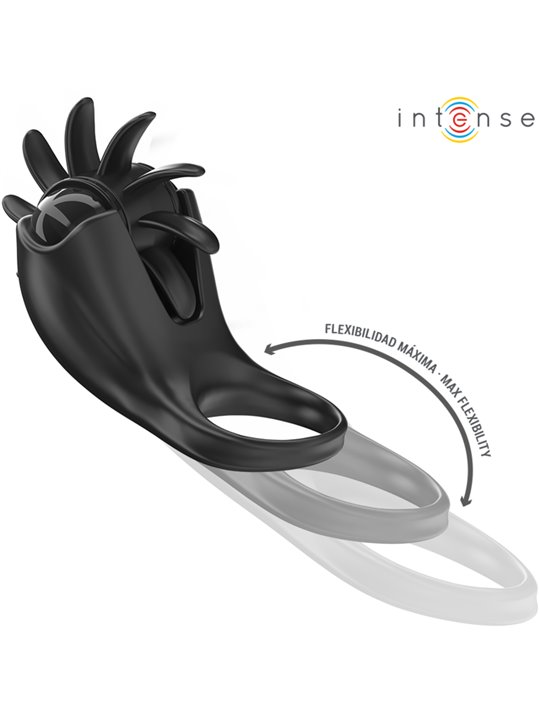Intense Mabel - Anello Fallico Nero Vibrante con Stimolatore Clitoride