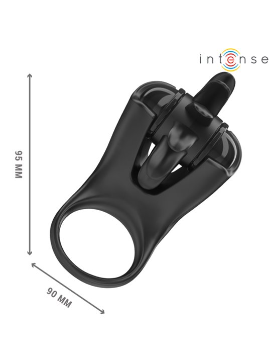 Intense Mabel - Anello Fallico Nero Vibrante con Stimolatore Clitoride
