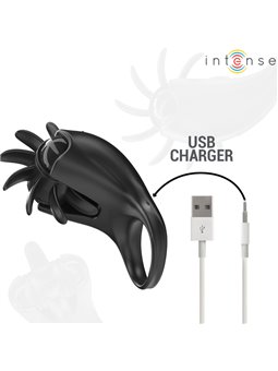 Intense Mabel - Anello Fallico Nero Vibrante con Stimolatore Clitoride