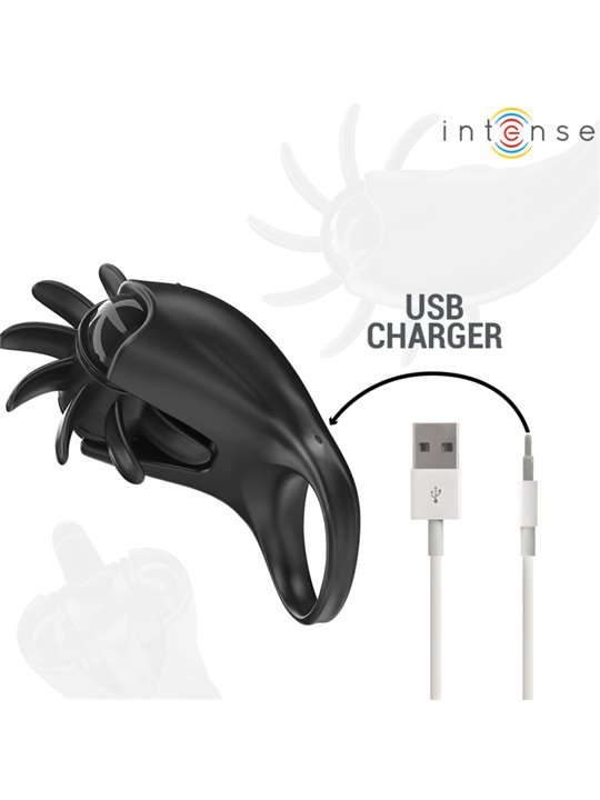 Intense Mabel - Anello Fallico Nero Vibrante con Stimolatore Clitoride