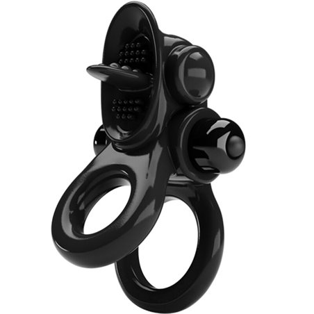 Pretty Love Passionate Ring - Doppio Anello Fallico Vibrante Nero