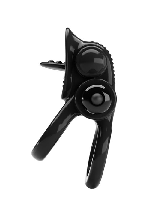 Pretty Love - Passionate Ring Double Vibrating Ring + Clitoris Stimulator Black