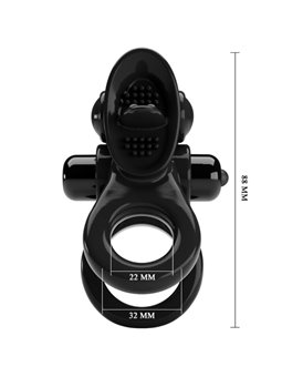 Pretty Love - Passionate Ring Double Vibrating Ring + Clitoris Stimulator Black