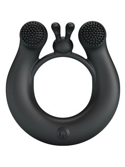 Pretty Love - Dahlia Vibrating Ring + Clitoris Stimulator 12 Vibrations Black