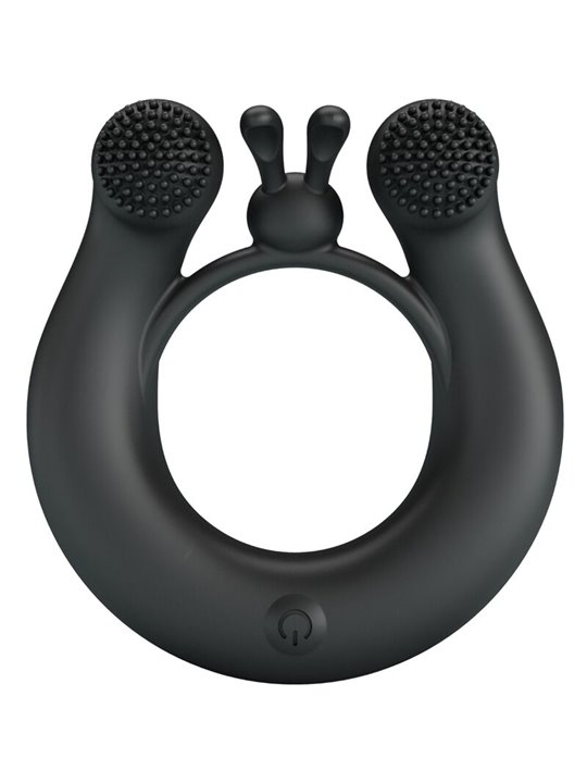 Pretty Love Dahlia - Anello Fallico Nero con Stimolatore Clitorideo