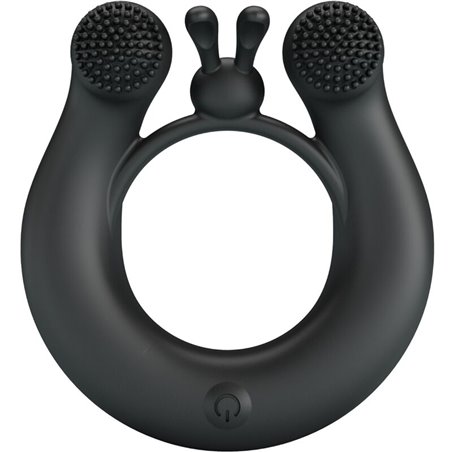 Pretty Love - Dahlia Vibrating Ring + Clitoris Stimulator 12 Vibrations Black