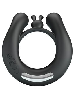 Pretty Love Dahlia - Anello Fallico Nero con Stimolatore Clitorideo