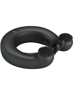 Pretty Love - Dahlia Vibrating Ring + Clitoris Stimulator 12 Vibrations Black