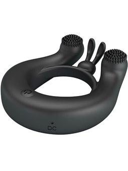 Pretty Love - Dahlia Vibrating Ring + Clitoris Stimulator 12 Vibrations Black