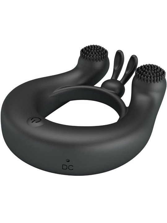 Pretty Love - Dahlia Vibrating Ring + Clitoris Stimulator 12 Vibrations Black