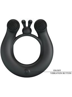 Pretty Love - Dahlia Vibrating Ring + Clitoris Stimulator 12 Vibrations Black