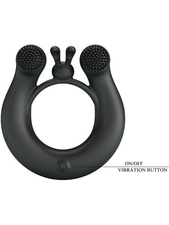 Pretty Love - Dahlia Vibrating Ring + Clitoris Stimulator 12 Vibrations Black