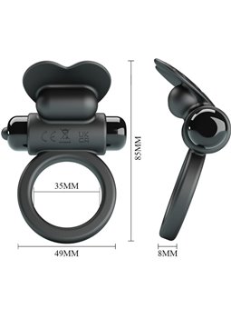 Pretty Love Debonaire - Anello Fallico Nero con Stimolatore Clitorideo