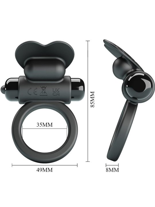 Pretty Love Debonaire - Anello Fallico Nero con Stimolatore Clitorideo