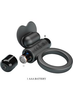 Pretty Love Debonaire - Anello Fallico Nero con Stimolatore Clitorideo