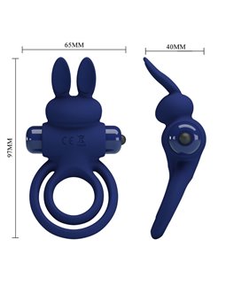Pretty Love Darey - Anello Fallico Doppio con Stimolatore Rabbit Blu