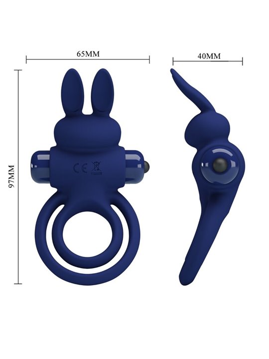 Pretty Love Darey - Anello Fallico Doppio con Stimolatore Rabbit Blu