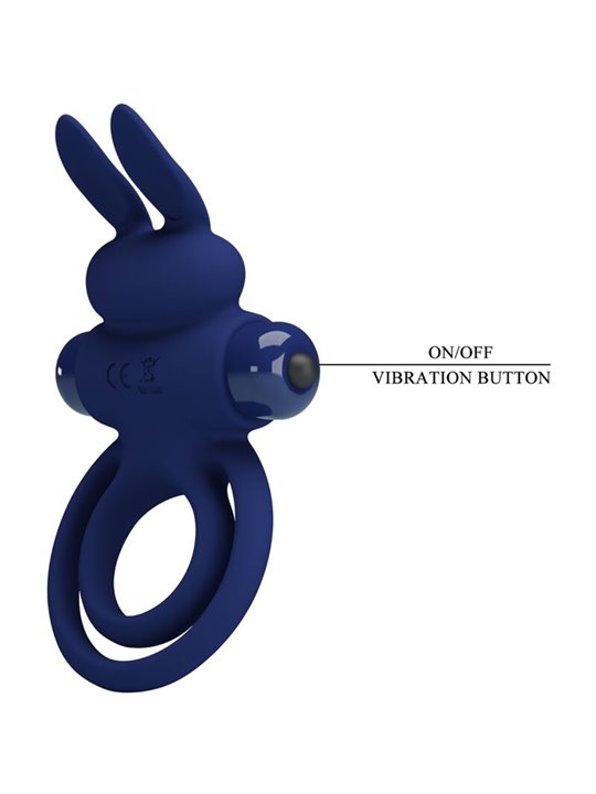 Pretty Love Darey - Anello Fallico Doppio con Stimolatore Rabbit Blu