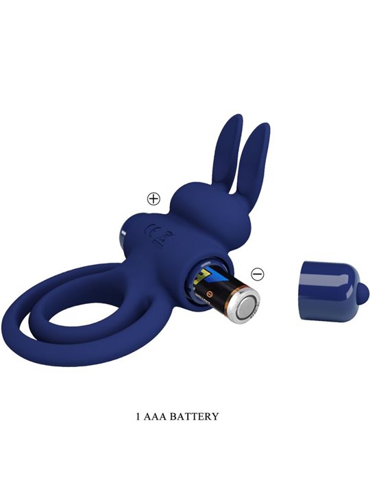 Pretty Love Darey - Anello Fallico Doppio con Stimolatore Rabbit Blu