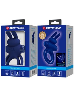 Pretty Love Darey - Anello Fallico Doppio con Stimolatore Rabbit Blu