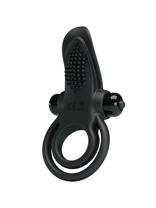 Pretty Love - Double Vibrating Ring + Clitoris Stimulator 10 Vibrations Black