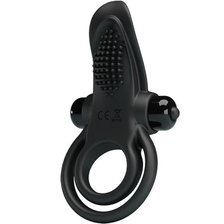 Pretty Love - Anello Fallico Doppio con Stimolatore Clitorideo Nero