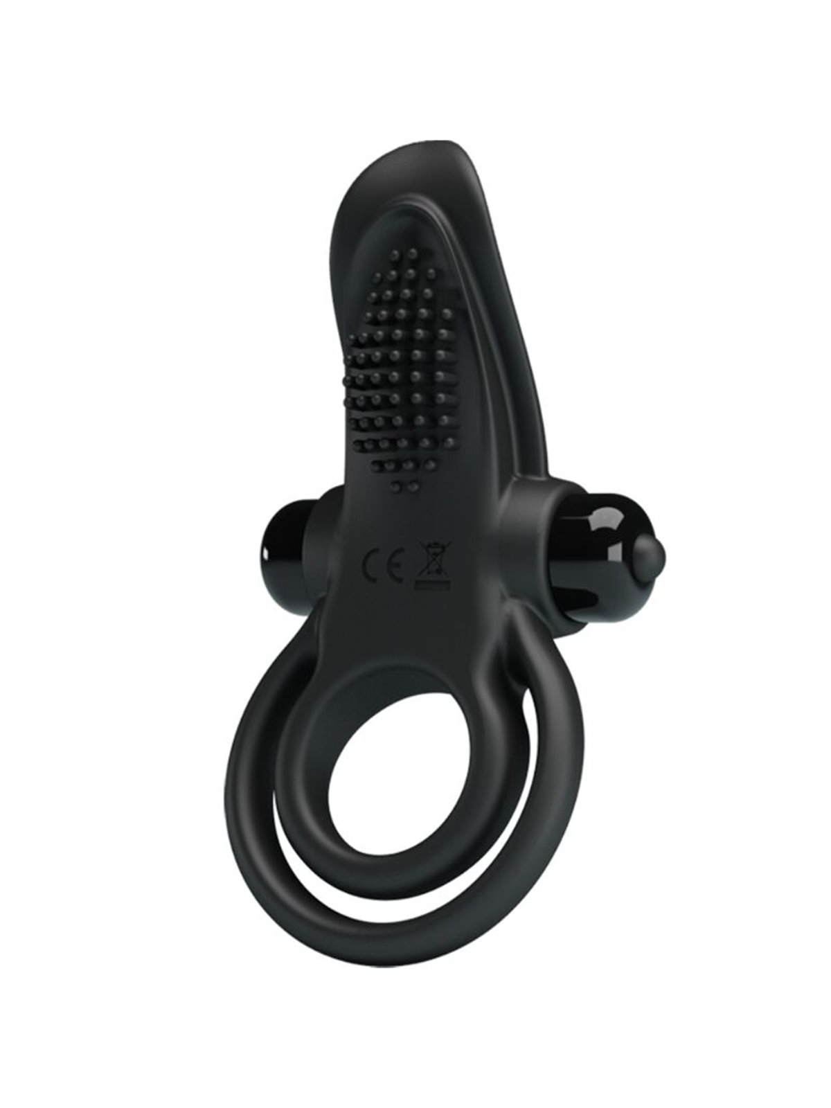 Pretty Love - Anello Fallico Doppio con Stimolatore Clitorideo Nero