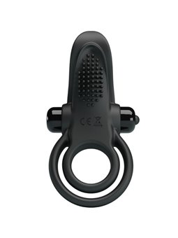 Pretty Love - Anello Fallico Doppio con Stimolatore Clitorideo Nero