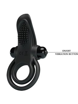 Pretty Love - Anello Fallico Doppio con Stimolatore Clitorideo Nero