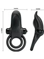 Pretty Love - Double Vibrating Ring + Clitoris Stimulator 10 Vibrations Black