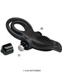 Pretty Love - Double Vibrating Ring + Clitoris Stimulator 10 Vibrations Black