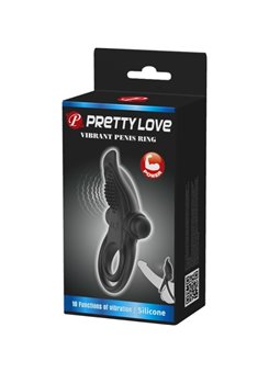 Pretty Love - Anello Fallico Doppio con Stimolatore Clitorideo Nero