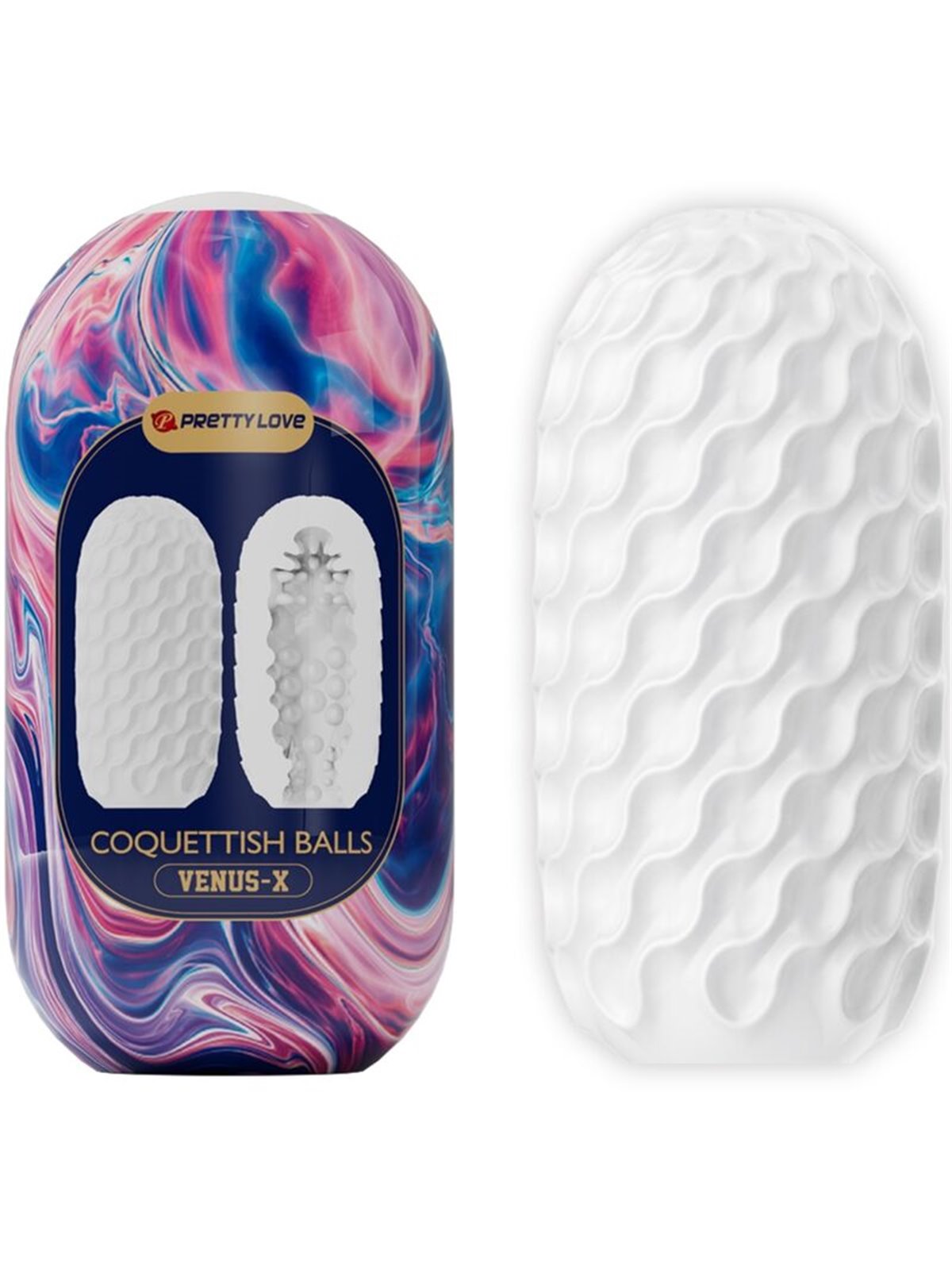 Pretty Love - Coquettish Balls Silicone Male Masturbator White