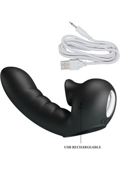 Pretty Love Hobgoblin - Vibratore da Dito con Stimolatore Clitorideo Nero