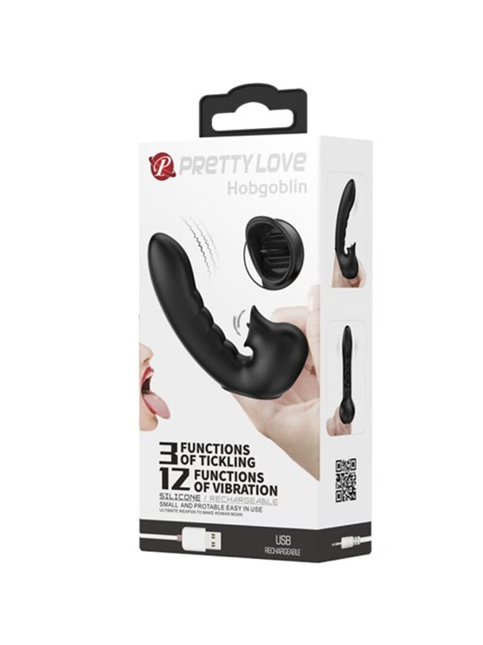 Pretty Love Hobgoblin - Vibratore da Dito con Stimolatore Clitorideo Nero
