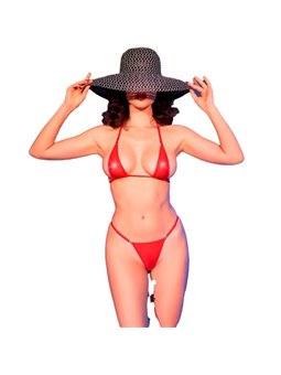 Chilirose CR 4840 - Micro Bikini Rosso in Tulle Taglia S/M