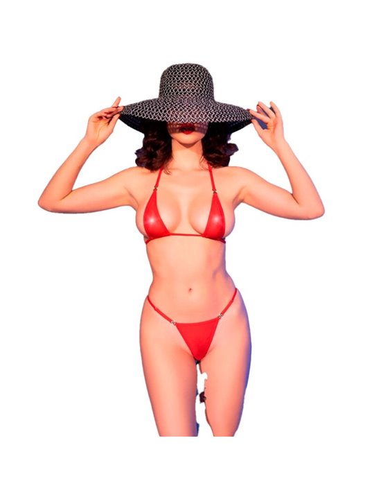 Chilirose CR 4840 - Micro Bikini Rosso in Tulle Taglia S/M