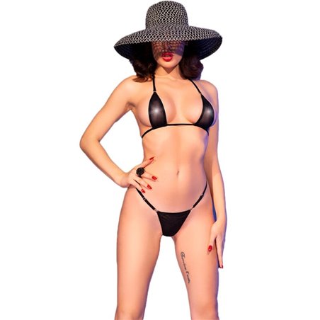 Chilirose CR 4840 - Micro Bikini Nero in Tulle Taglia S/M