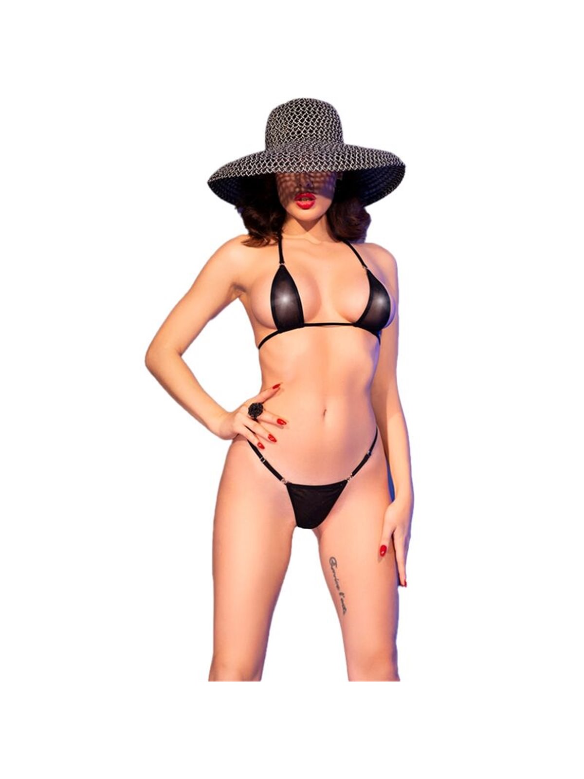 Chilirose CR 4840 - Micro Bikini Nero in Tulle Taglia S/M